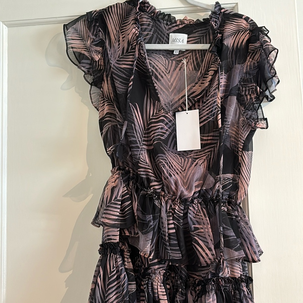 MISA Los Angeles XS tiered ruffle dress